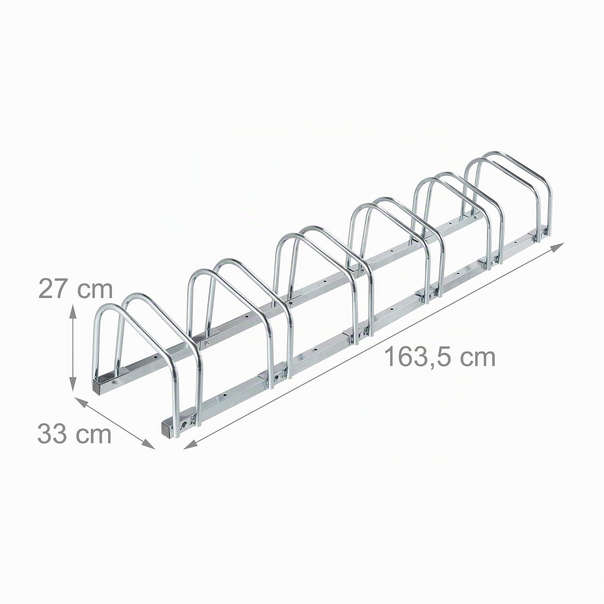 Relaxdays Fahrradständer Boden, für 6 Fahrräder, bis 60 mm Reifenbreite, Metall, Garage, Fahrrad-Aufstellständer, Silber