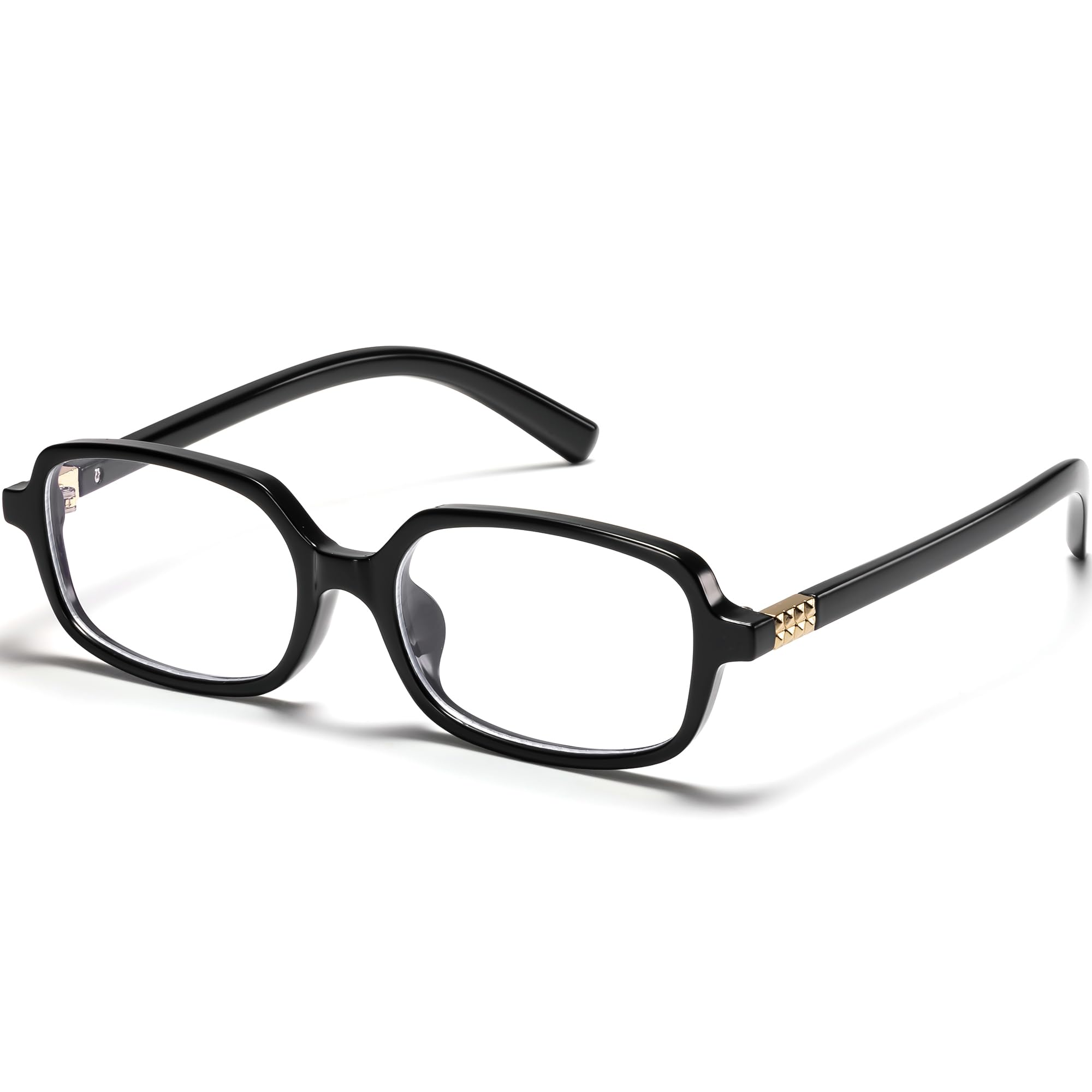 Okulary retro blokujące niebieskie światło dla kobiet - okulary z lat 90. Y2K modne okulary do komputera/oprawka, czarne, 50 mm x 34 mm