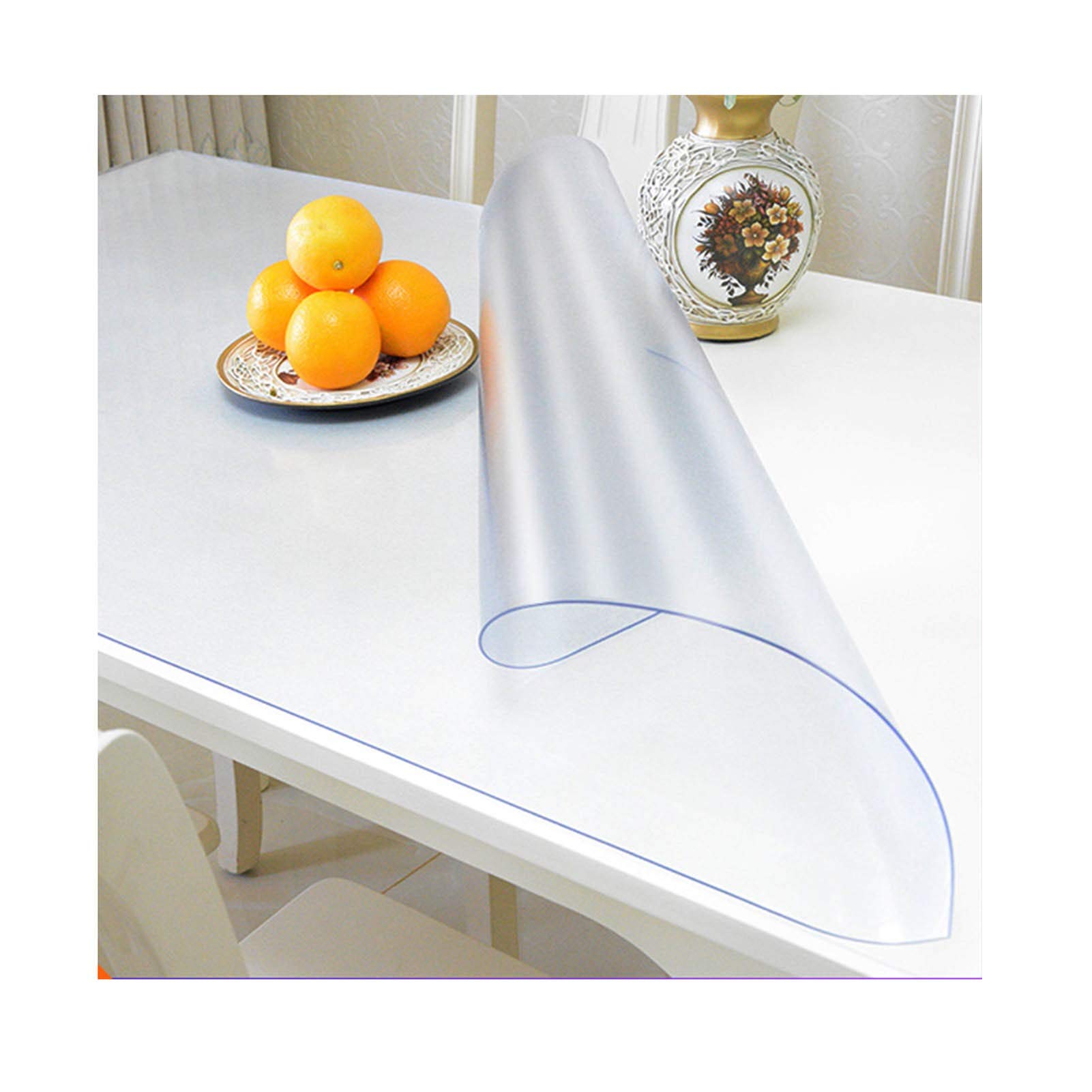 QBYRSSS Transparent Table Cover Protector Transparent PVC Table Protector 2mm Soft Plastic Tablecloth & Floor Mat Disposable HeatResistant Crystal Plate Mat (70x120CM) for Dining & Kitchen Use