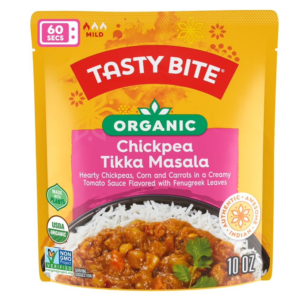 Tasty BiteOrganic Chickpea Tikka Masala, Ready to Eat, Microwavable Entrée, Vegan, 10 Ounce (Pack of 6)
