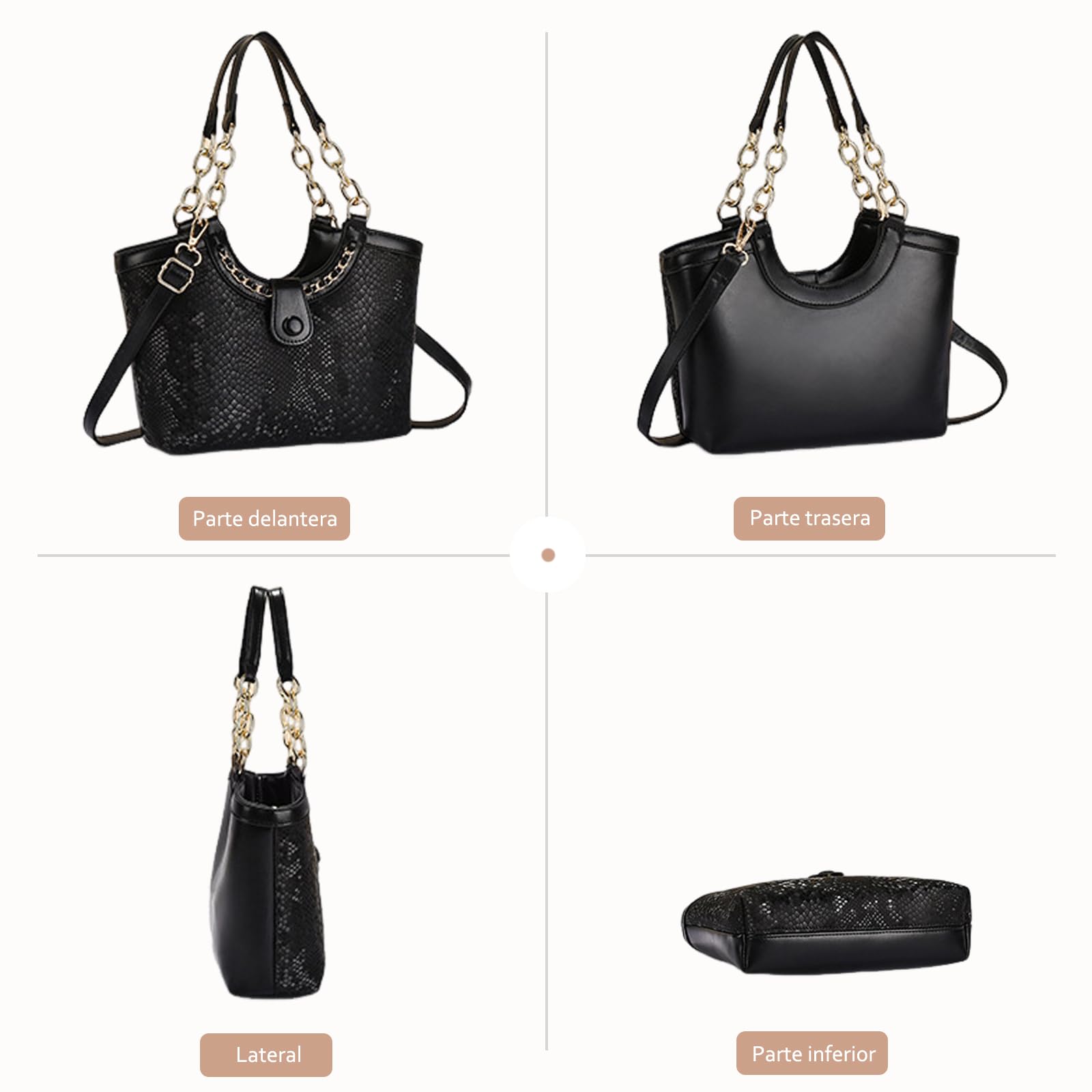 NICOLE & DORIS Bolso Shopper Mujer Bolso de Mano con Monedero Bolso Bandolera Grande Cuero PU Bolso de Hombro para Viajes Compras Trabajo Plateado