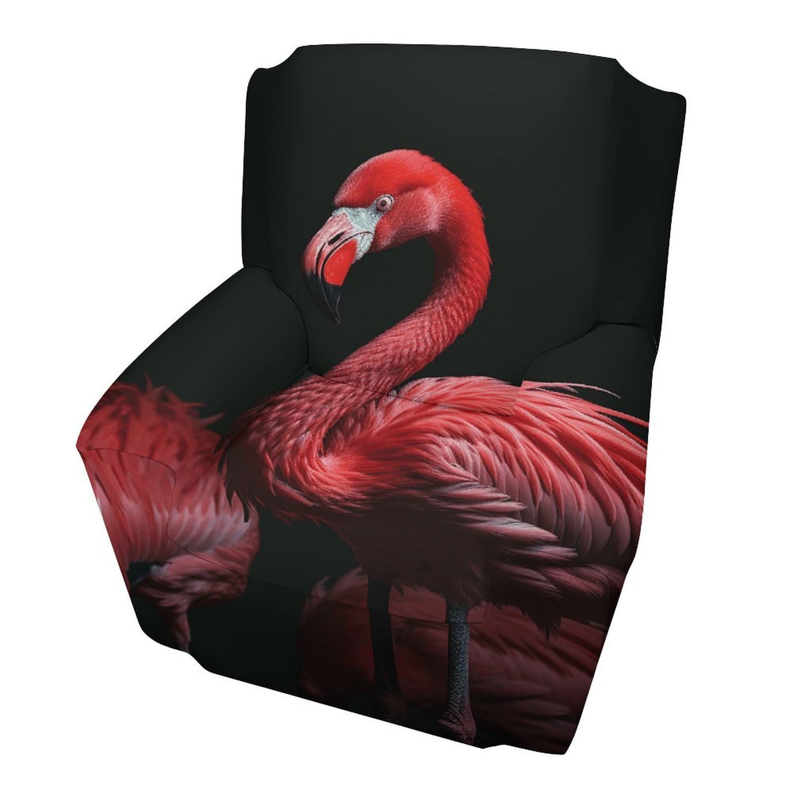 Fodpand Style Flamingo Black Background Sofa Cover Soft 1 Seater Sofa Slipcover For Pets Washable,Couch Cover With Elastic Straps Furniture Protector