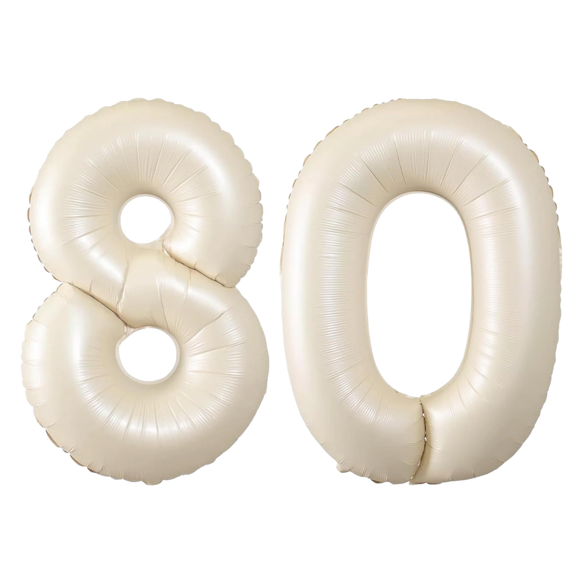 Cream Number 80 - Large Helium Foil Balloon - Birthday Party Wedding Anniversary Decoration - 101cm