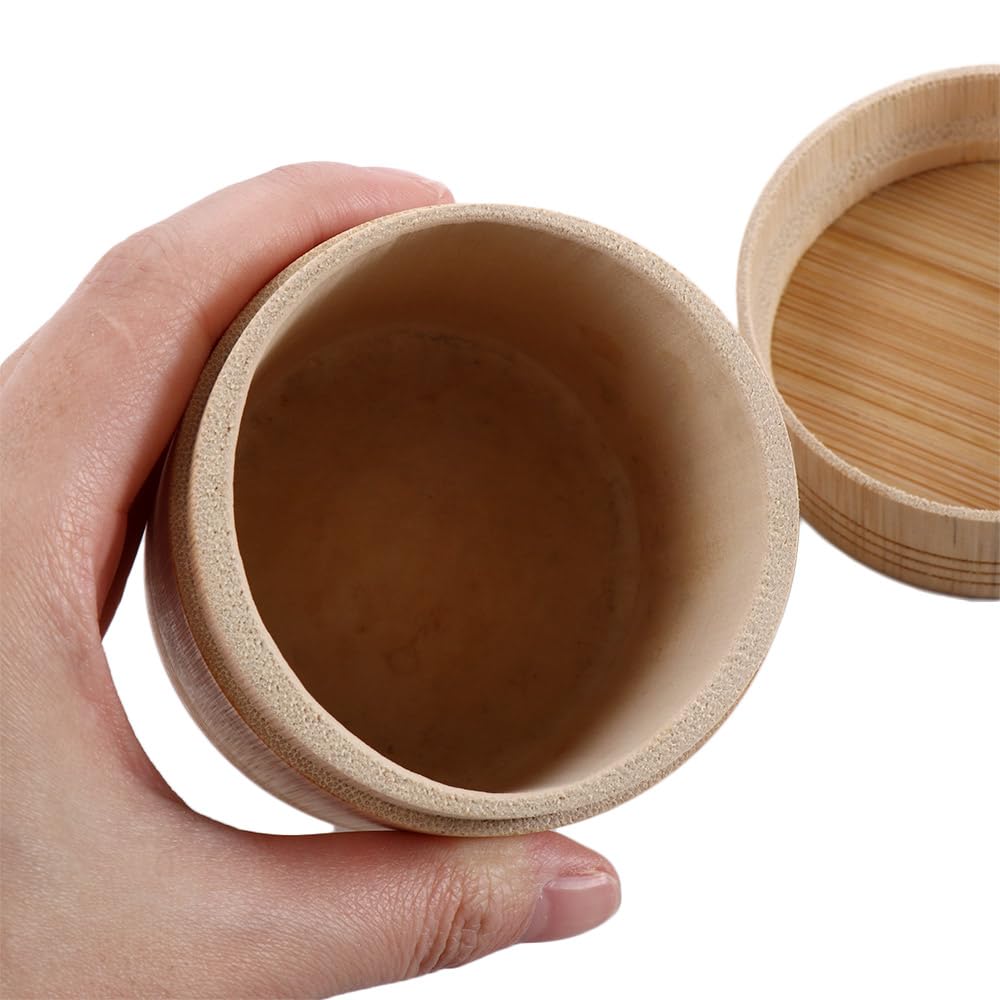 Leadigol 2PCS Bamboo Tea Leaves Storage Jar Round Tea Canister Portable Container Round With Lid Jar Holder Bottle Organizer