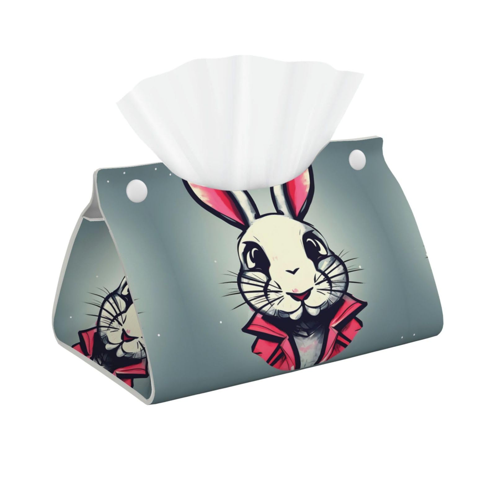 Bunny Rabbit Long Tissue Box Cover â€ Living Room, Office, Car â€ Crafted from Leather- â€ Foldable Home Decoration