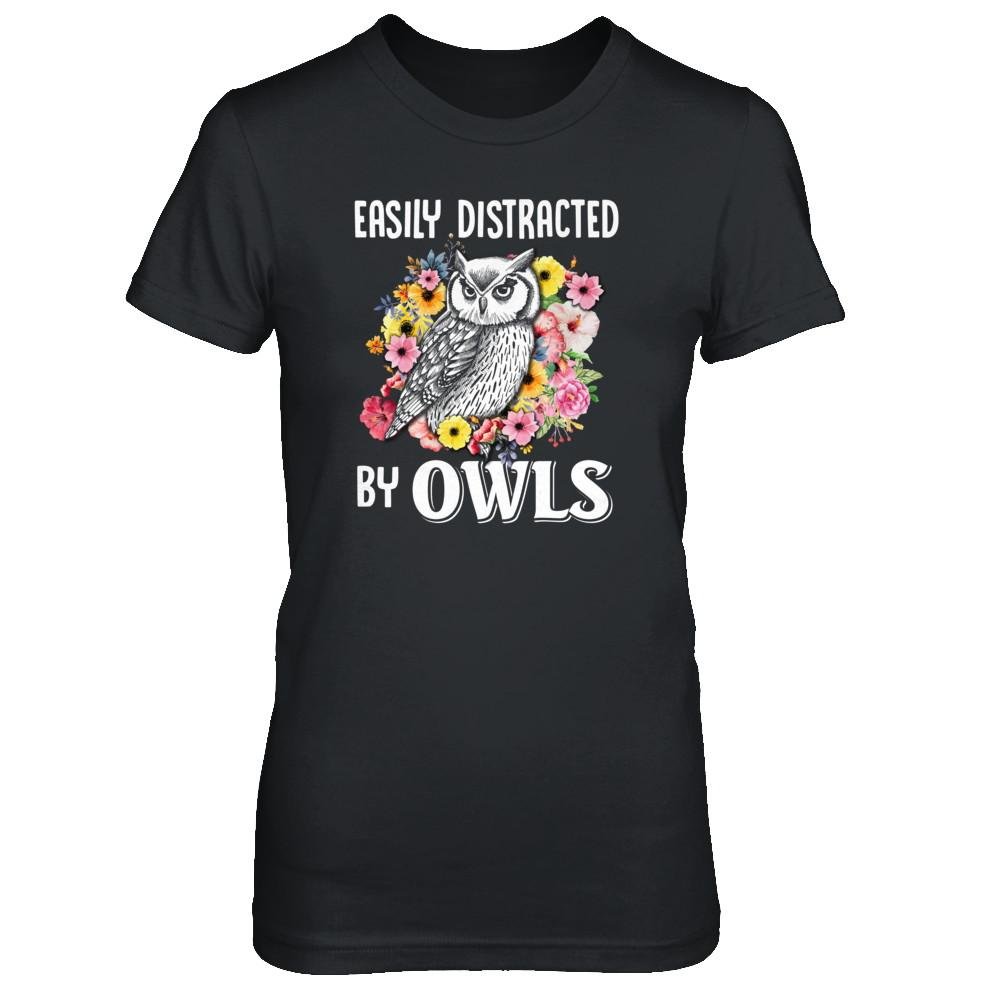 Amazon.com: TeesNow Women's Easily Distracted by Owls Shirt