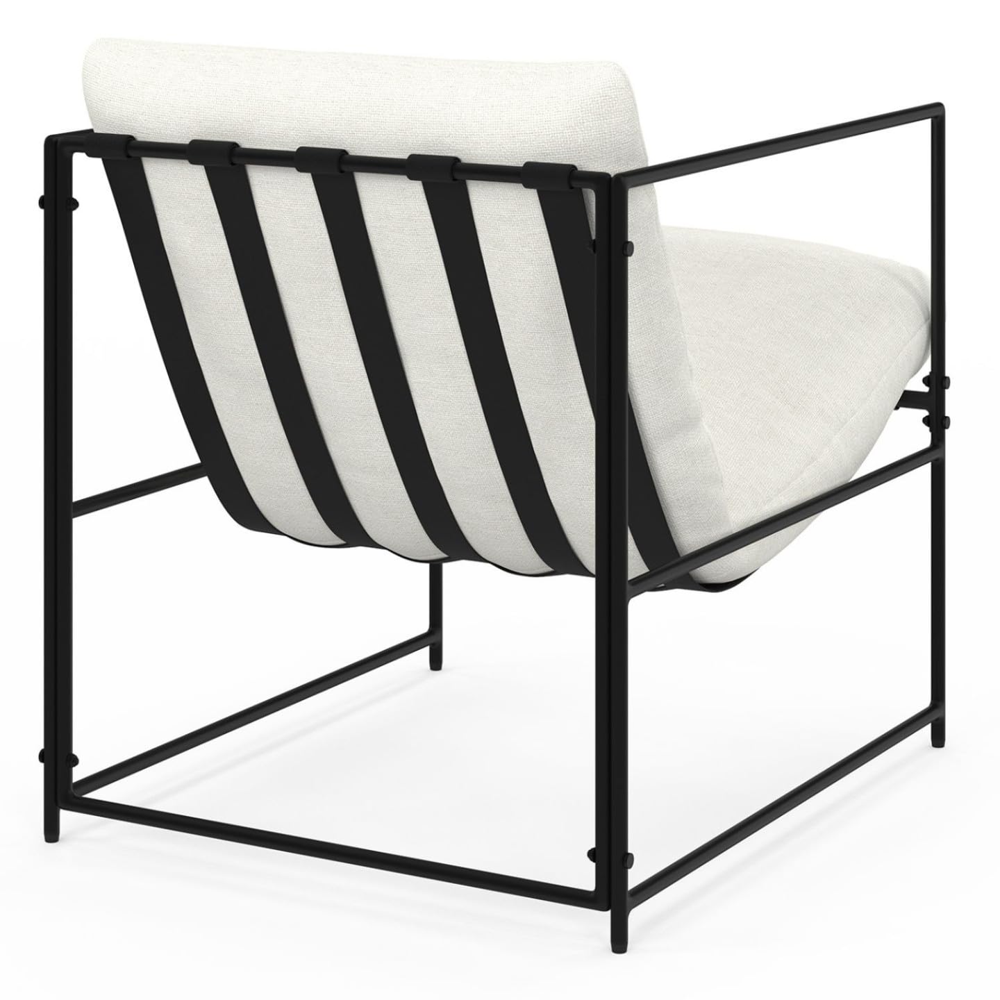 IDMarket - Sillón tapizado ULYSSE estructura de metal y cojín blanco