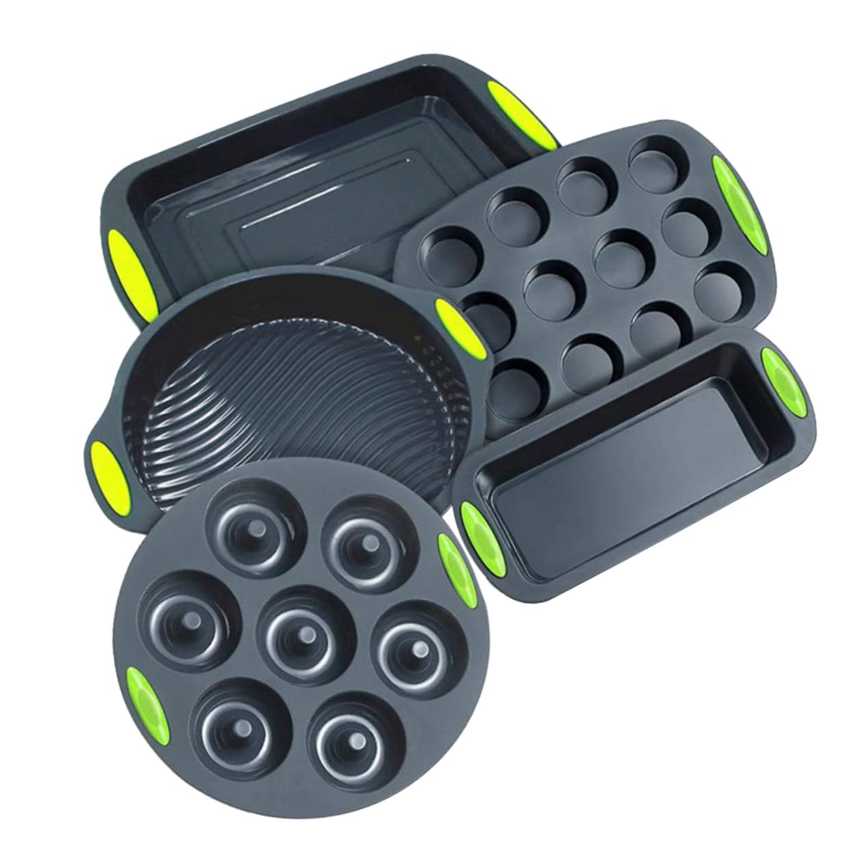 Healeved Kit de Moldes de Silicona Multiusos 5 Piezas para Hornear Pasteles y Bizcochos Resistencia Térmica para Repostería Casera