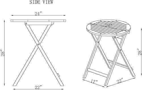 Miniatura 7 de Alaterre Furniture Cabot - Juego de mesa y silla plegable, mesa redonda y 2 sillas