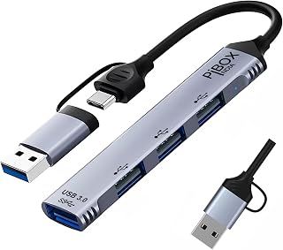 USB C Hub multiport, PiBOX India USB C and 3.0 to USB Adapter Multiport, USB C and USB 3.0 to USB A 4 Port Hub, USB-C to U... Price In India