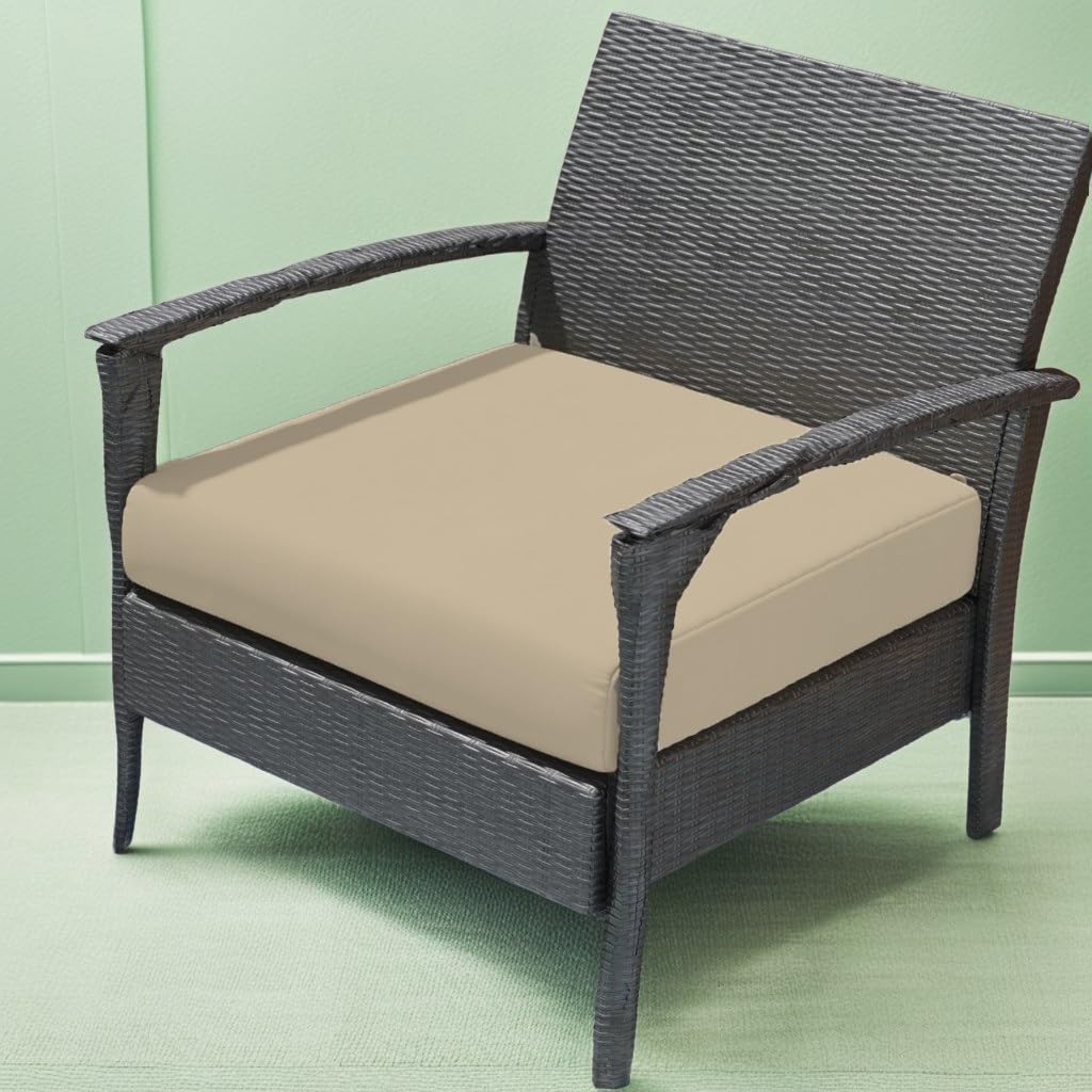 Outdoor Rattan Chair Seat Pads Cushion Pad Waterproof Garden Furniture Seat Cushions For Kitchen Dining Living Room Patio Office Coffee Shop With Removable Fabric Zipper Cover (Cream, 45X45X5cm)