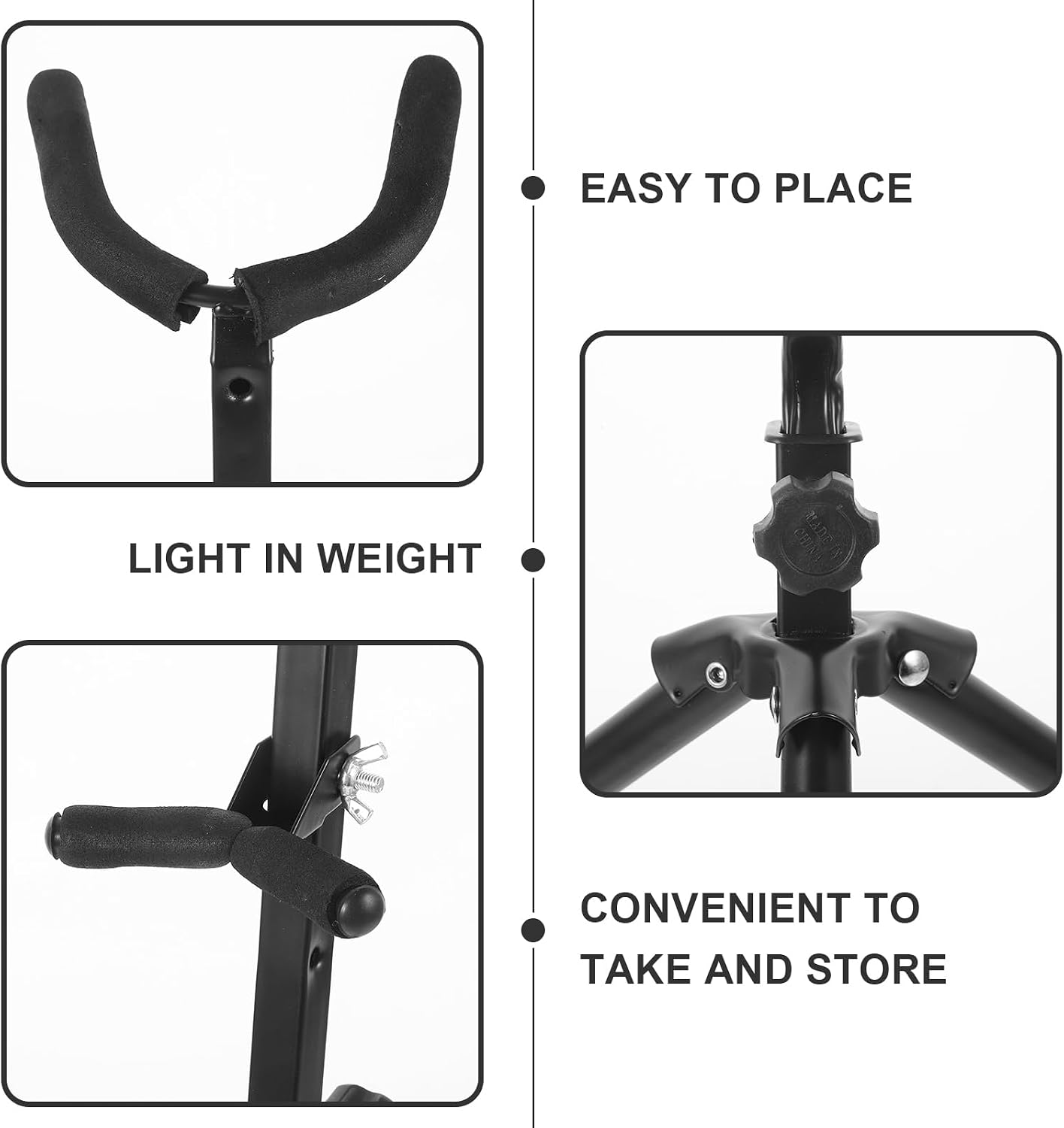 Adjustable Saxophone Stand 18.86in Saxophone Display Stand Portable Tripod Black Floor