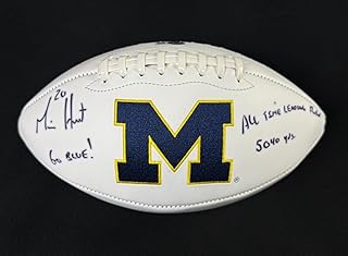 Mike Hart Signed & Triple-Inscribed Michigan Wolverines Football BAS Witness COA - Autographed College Footballs