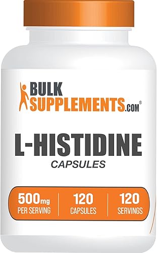 BulkSupplements. com Cápsulas de L-histidina - Base de L-histidina - Suplemento de histidina - L histidina 500 mg - Suplemento de apoyo inmunológico