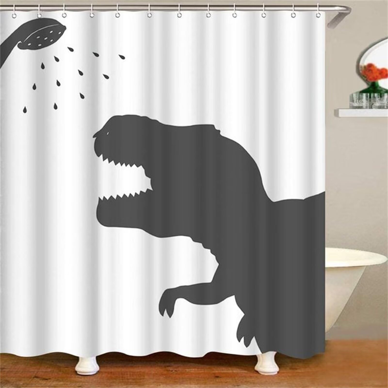 Rideau de douche dinosaure anti-moisissure imperméable 120x200 cm lavable avec crochets