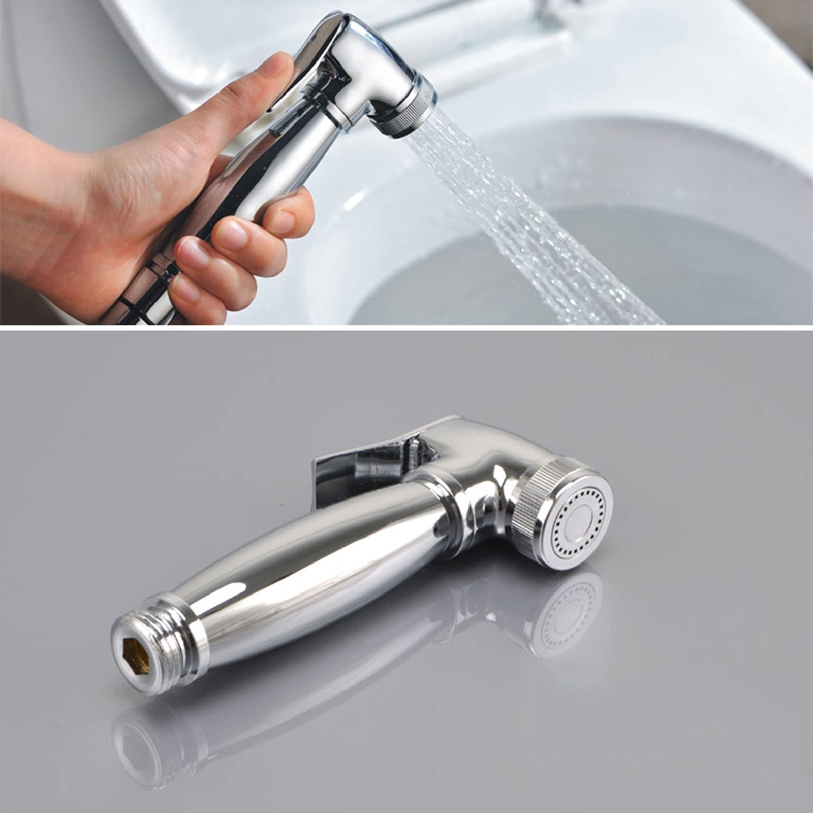Rociador de Mano for Inodoro Rociador de Pañales de Tela for Bebés de Latón for Agua Fría y Caliente Grifo Portátil con Manguera for Lavado Femenino, Lavado de Mascotas, Fácil de Instalar, Cromo,Mangu
