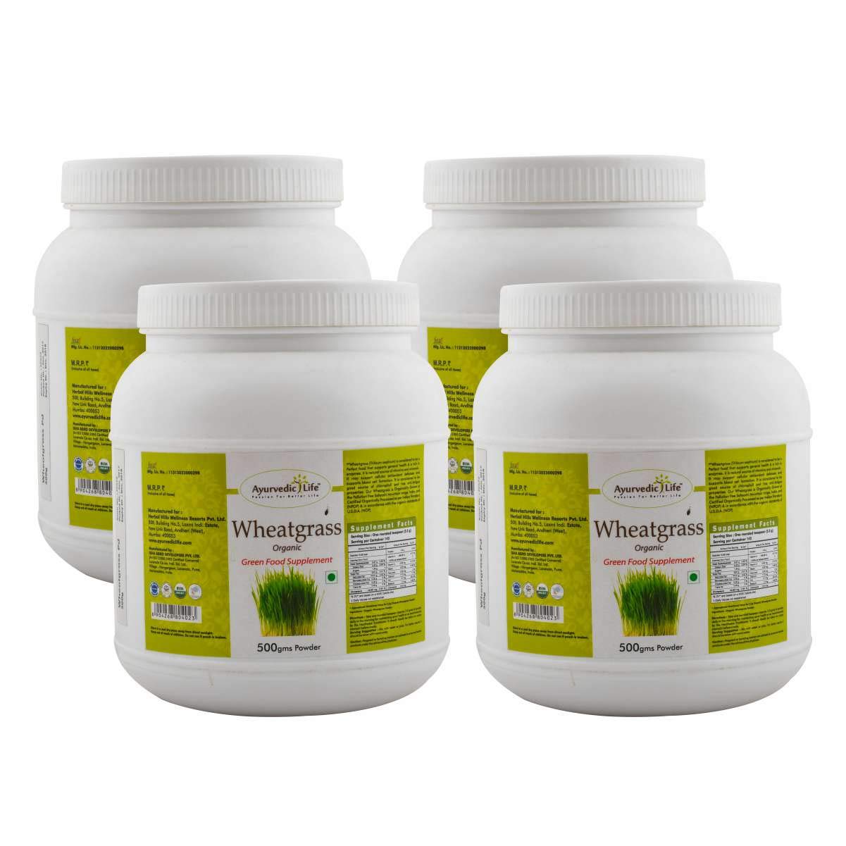 Ayurvedic Life Wheatgrass 500gms Powder (Pack of 4)