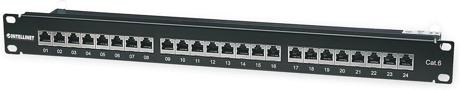 MANHATTAN Cat6 Shielded Patch Panel 24-Port, 1U, 90 Degree Top-Entry Punch-Down Blocks (720038)