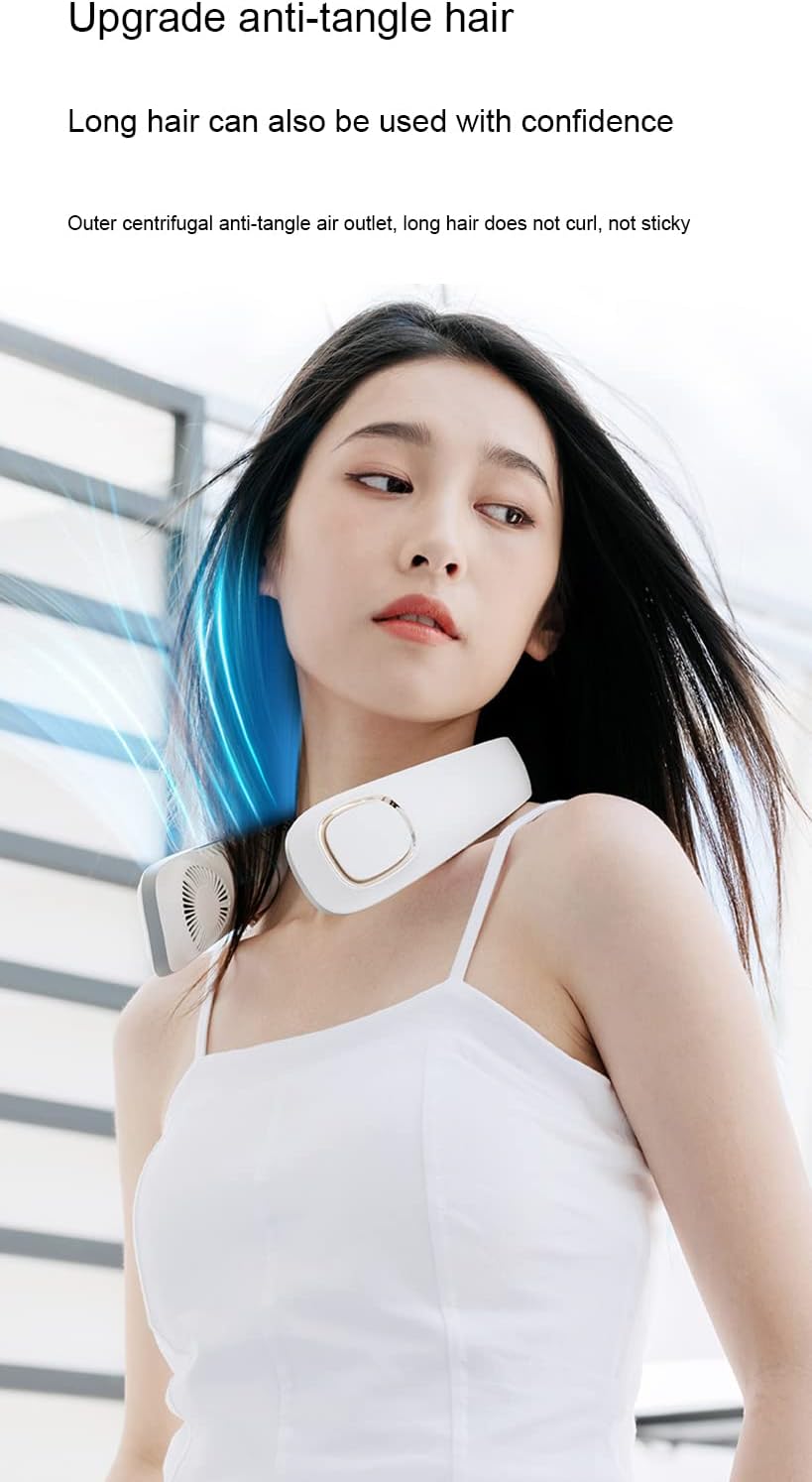 Portable Neck Fan, Bladeless Neck Fan,3000Mah Battery Cooling Personal Fan, USB Rechargeable Neck Fan Cooling Fan for Sports Outdoor Women Men,Blue