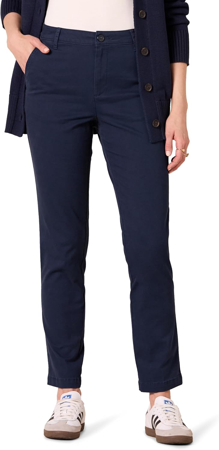 Amazon Essentials Women’s High-Rise Slim-Fit Full-Length Straight-Leg Khaki Pant