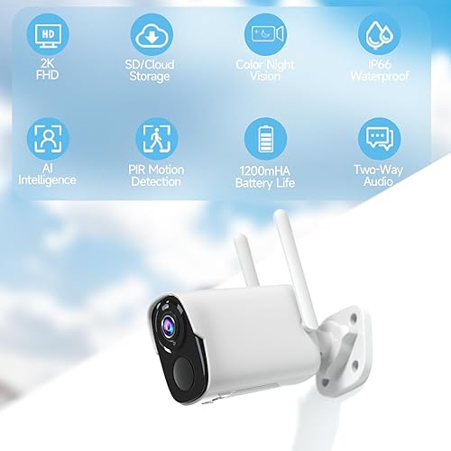 Miniatura 2 de 3 cámaras de seguridad inalámbricas para exteriores, cámara de seguridad alimentada por batería 2K para el hogar, sistema de vigilancia de cámara