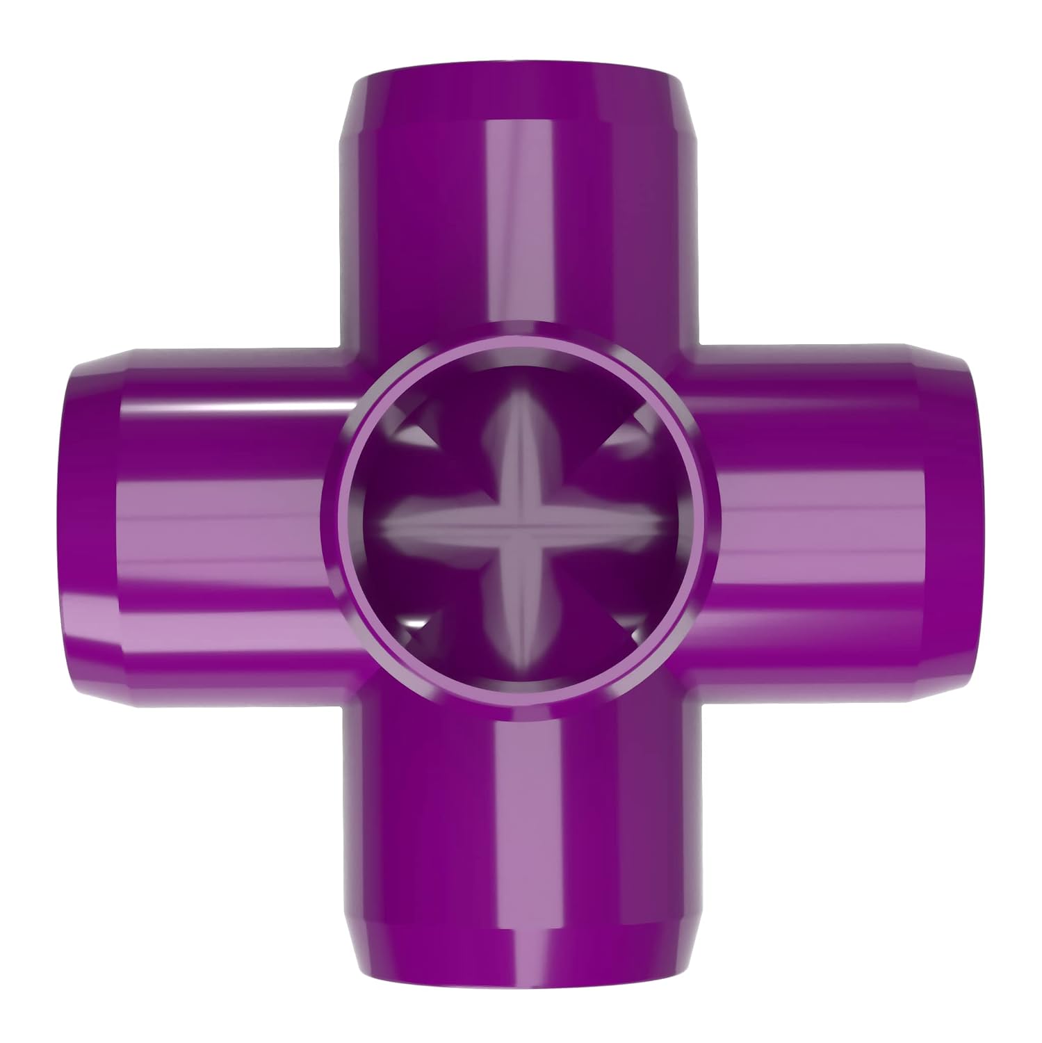 FORMUFIT 1/2" 5-Way Cross Furniture Grade PVC Fitting in Purple, Made in USA, UV-Resistant, Impact-Proof, 0.840” Actual Socket Diameter (Pack of 10) - F0125WC-PU-10