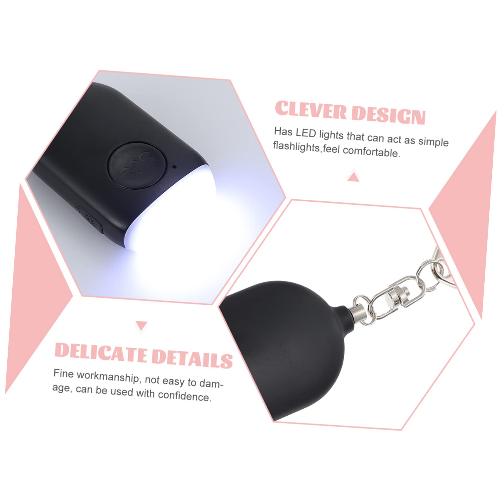 UKCOCO 3juegos Alarma Personal Portátil Recargable Linterna Led Llavero De Seguridad para Exteriores Dispositivo De Emergencia para Mujeres y Ancianos Antirrobo para Viajes y Actividades