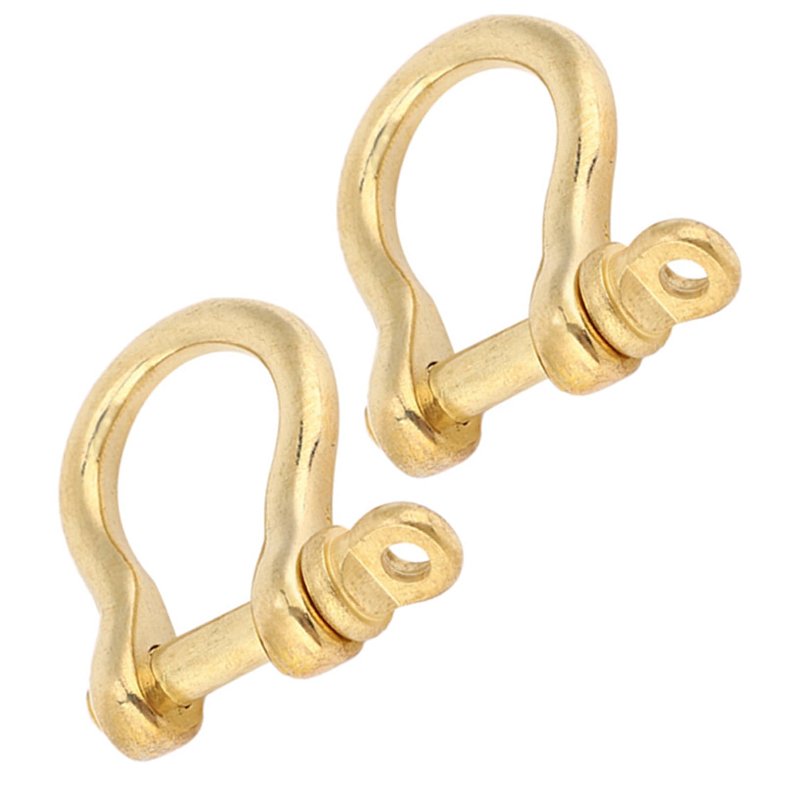 Respicefinem U Type Brass Bow Shackle 6×4×2 2 Set Anchor Shackle Pure Brass Type fob Key Hook Golden Connection Buckle 10mm Brass Bow Shackle