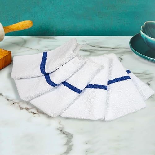 Miniatura 4 de CASA COPENHAGEN Toallas clásicas para trapeador de bar, paquete de 12, 10 x 10 pulgadas, 100% algodón, altamente absorbentes y duraderas, toallas de