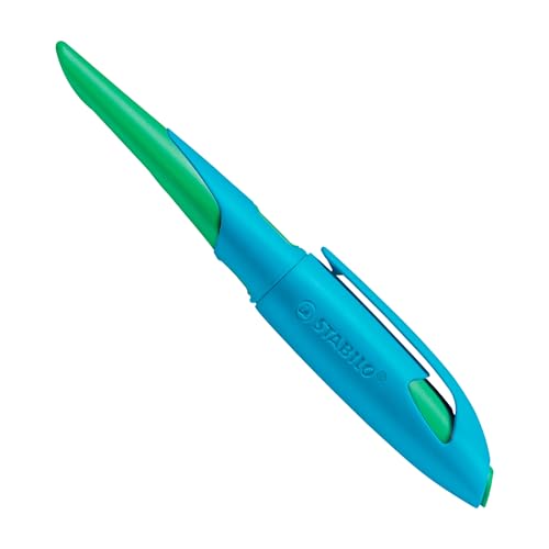 Image of STABILO Ergonomic School Fountain Pen EASYbirdy - M Nib - Left Handed - Sky Blue /Grass Green