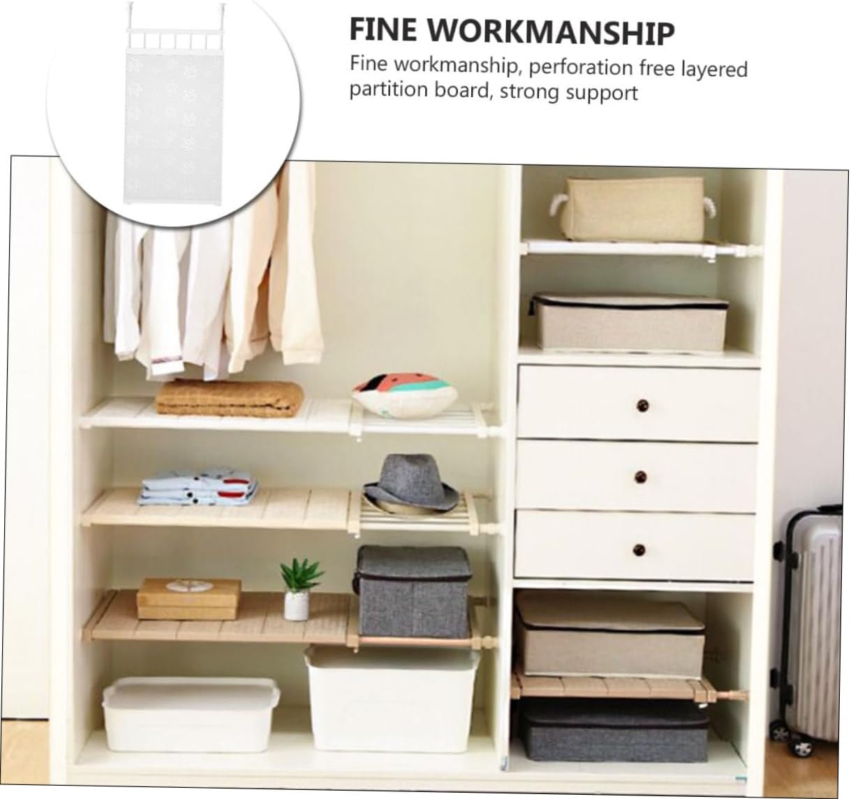 Cabilock Nail Rack Retractable Shelf Wardrobe Shelf Wall Bracket Storage Bathroom Rack