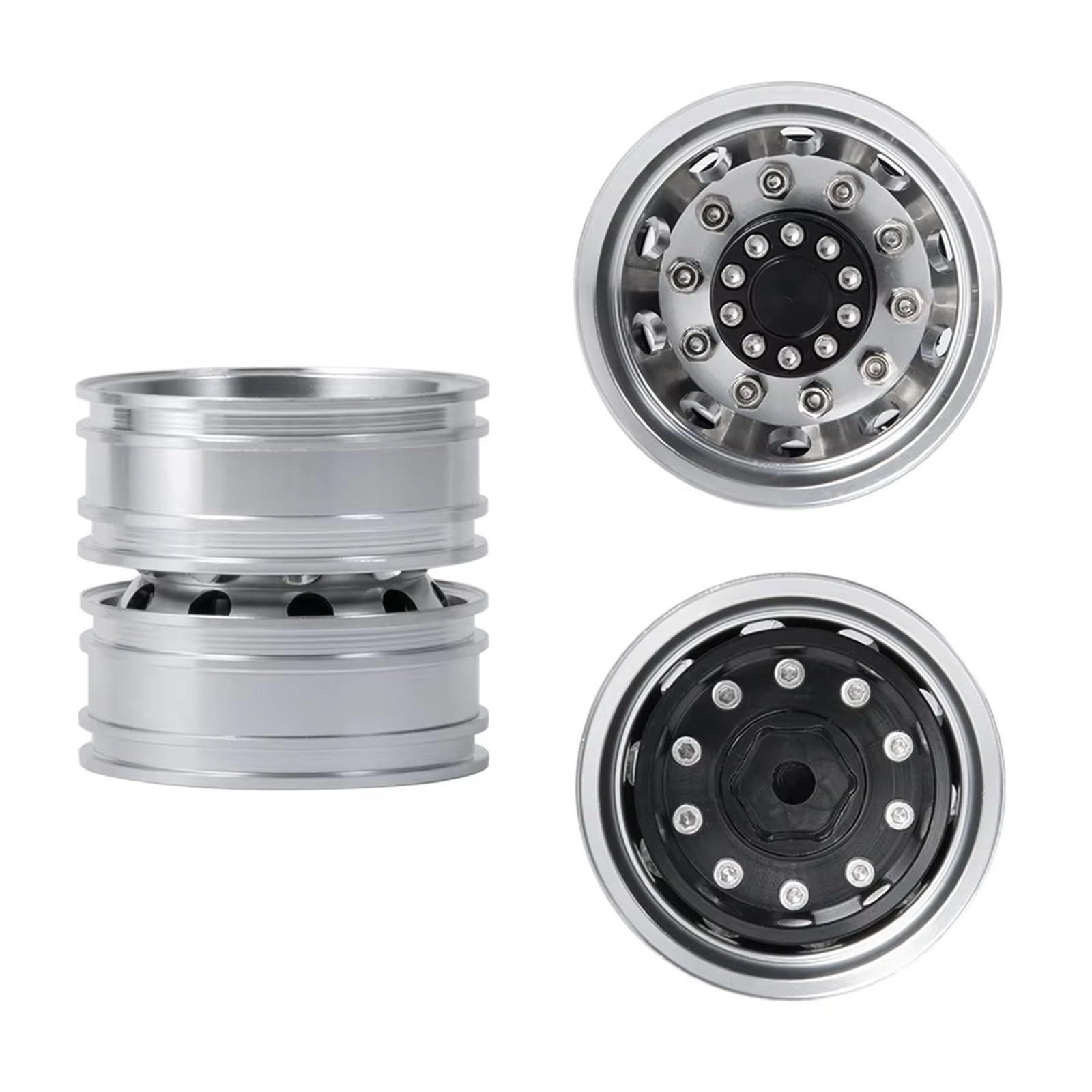 RC-Autoteile Zubehör Für Tamiya 1/14 2/4 Stück Aluminiumlegierung 10 Speichen Hinterradfelgen Nabe RC Anhänger Traktor LKW Automodell Upgrade Teile Modifikation Autozubehör