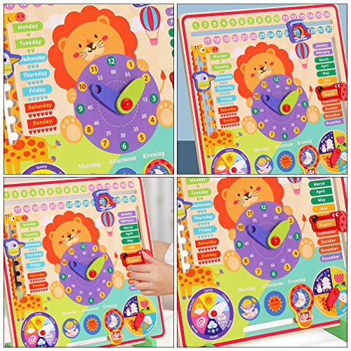 STOBOK Relógio de Madeira Números de Brinquedo Calendário Cognitivo Data Tempo Aprendizagem Relógio