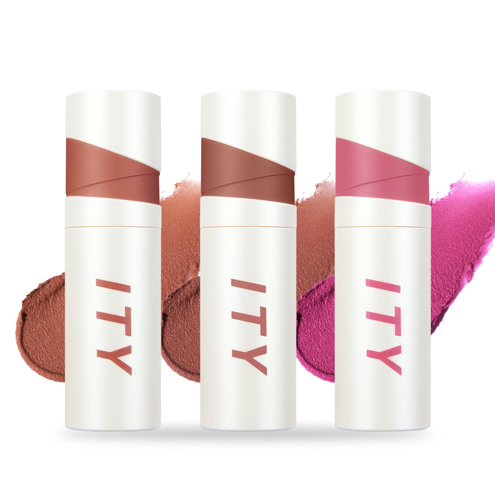 INTO YOU ITY Velvet Matte Finish Lip Stain-Mousse Textured Lip Clay, Conceals Lip Lines, Rich Pigment Lip Tint Lipsticks,3 Pack, 0.14 oz (4g) in Petal, Berrylicious, Orchid Classic 3-Pack Pink