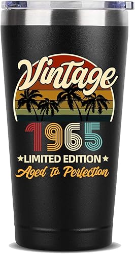 Regalos de cumpleaños número 60 para hombres, mujeres y amigos, vaso de acero inoxidable de 20 onzas con aislamiento al vacío, vaso térmico de