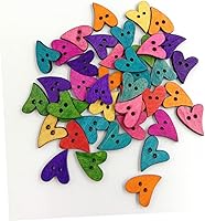 Vista 6 de COHEALI 100 botones de madera en forma de corazón para manualidades, botones de costura decorativos en forma de corazón a granel para accesorios