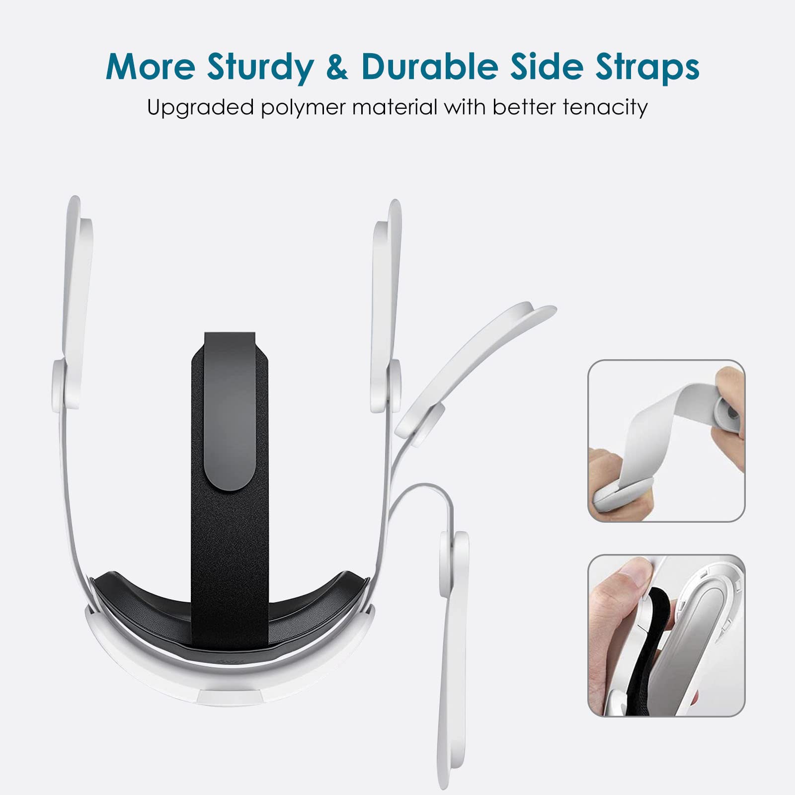 Head Strap Battery Pack for Oculus Quest 2, Replacement Elite Strap 8000mAh Rechargeable Battery PC Accessories, Adjustable Headset with LED Backlight for Meta VR by JYMEGOVR (Black)