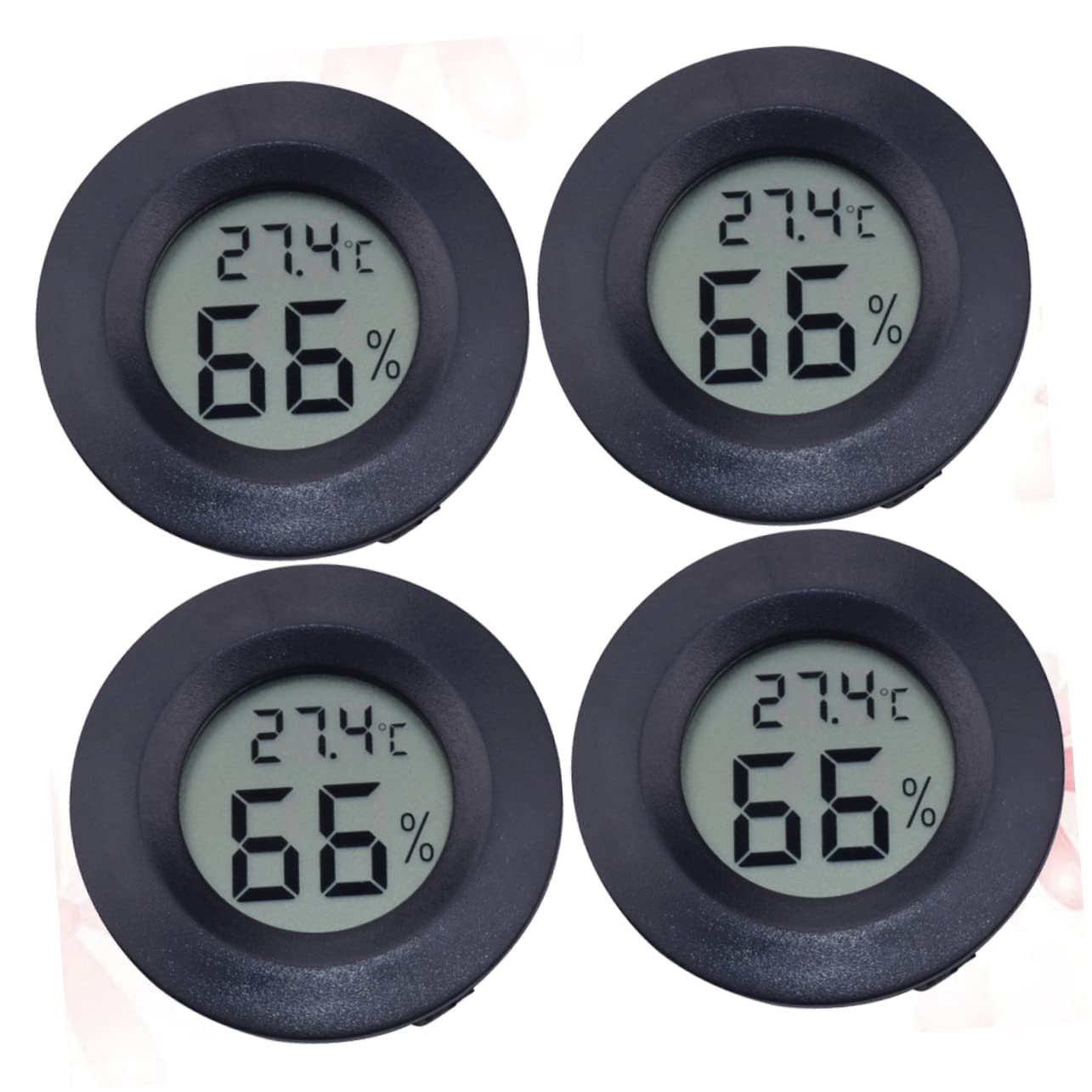 Sosoport 12pezzi Igrometro Digitale Rotondo per Rettili Termometro Elettronico Acrilico Misuratore di umidità e Temperatura per Casa e Negozio di Animali Nero