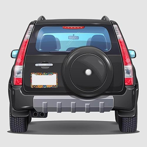 Miniatura 5 de BTFLFDR Marcos para placa de matrícula de flores hippie tropicales, diseño retro bohemio, soporte de marco de acero inoxidable, accesorios