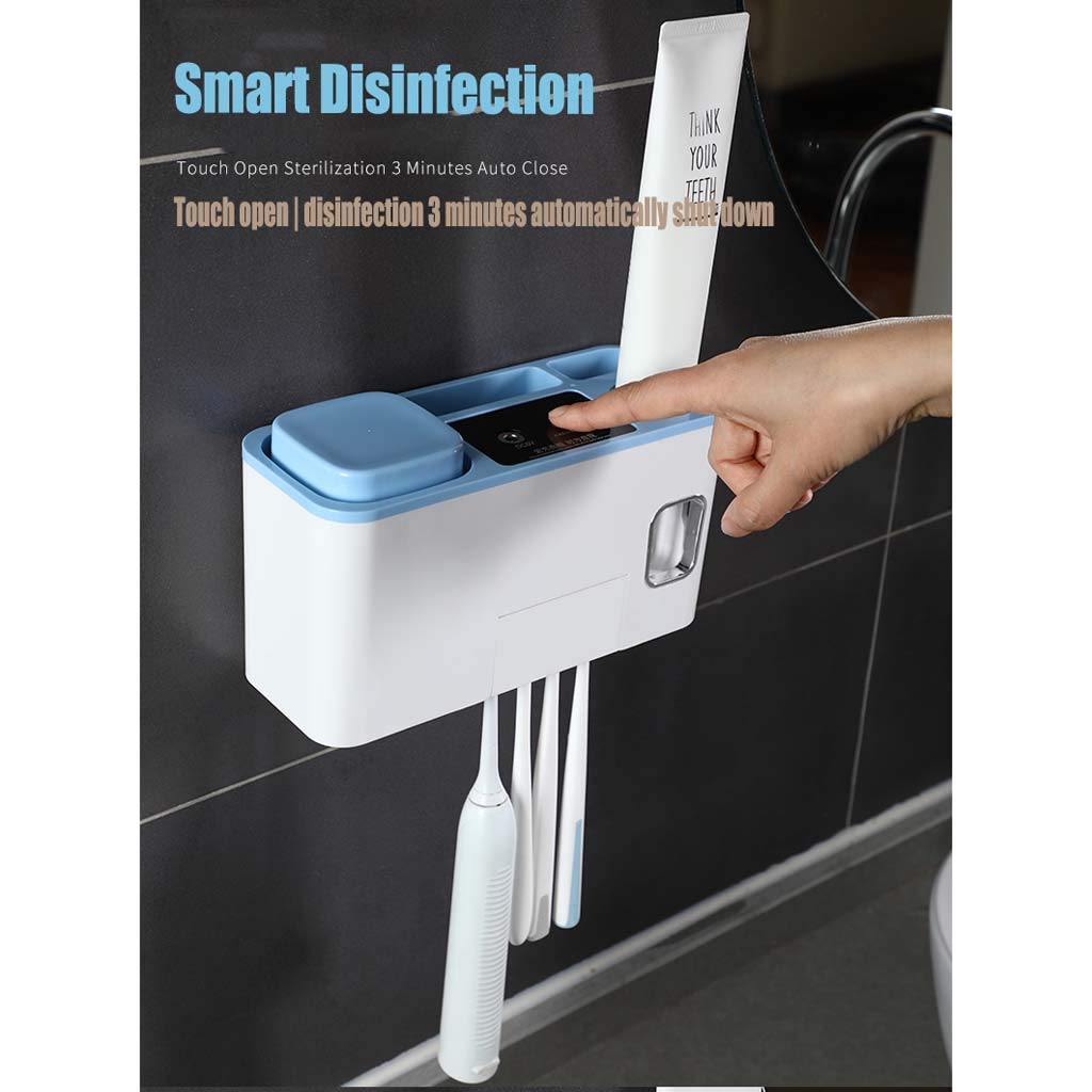TJH Esterilizador de Cepillo de Dientes UV, Caja de Almacenamiento de electrodomésticos de Pared, Estante de Copa de Cepillo de Dientes, Almacenamiento ordenado -Sin Enchufe