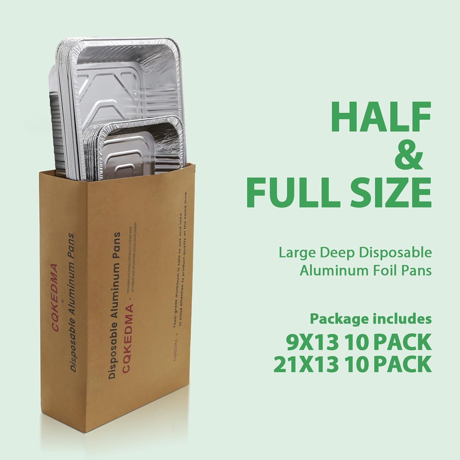 Aluminum Foil Pans 20 Pack, 9x13 10 Pack, 21x13 10 Pack, Disposable Full Size Large & Small Food Containers for Roasting, Restaurants, Cooking, Heating, Buffets - Image 6