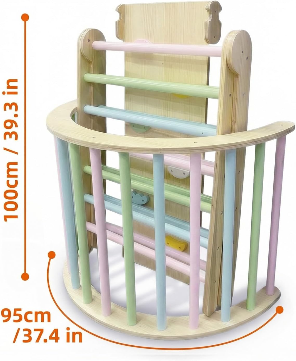 YUYTE Set, 7 in 1 Climbing Toys for Toddlers with Arch Ramp and Ladder, Wooden Indoor Playground for Kids 1-3 Years Old (Wood)