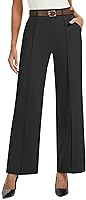 AVAMO Women's Wide Leg Pull-On Dress Pants - Stretchy High Waist Work Pants with Pockets for Office Business