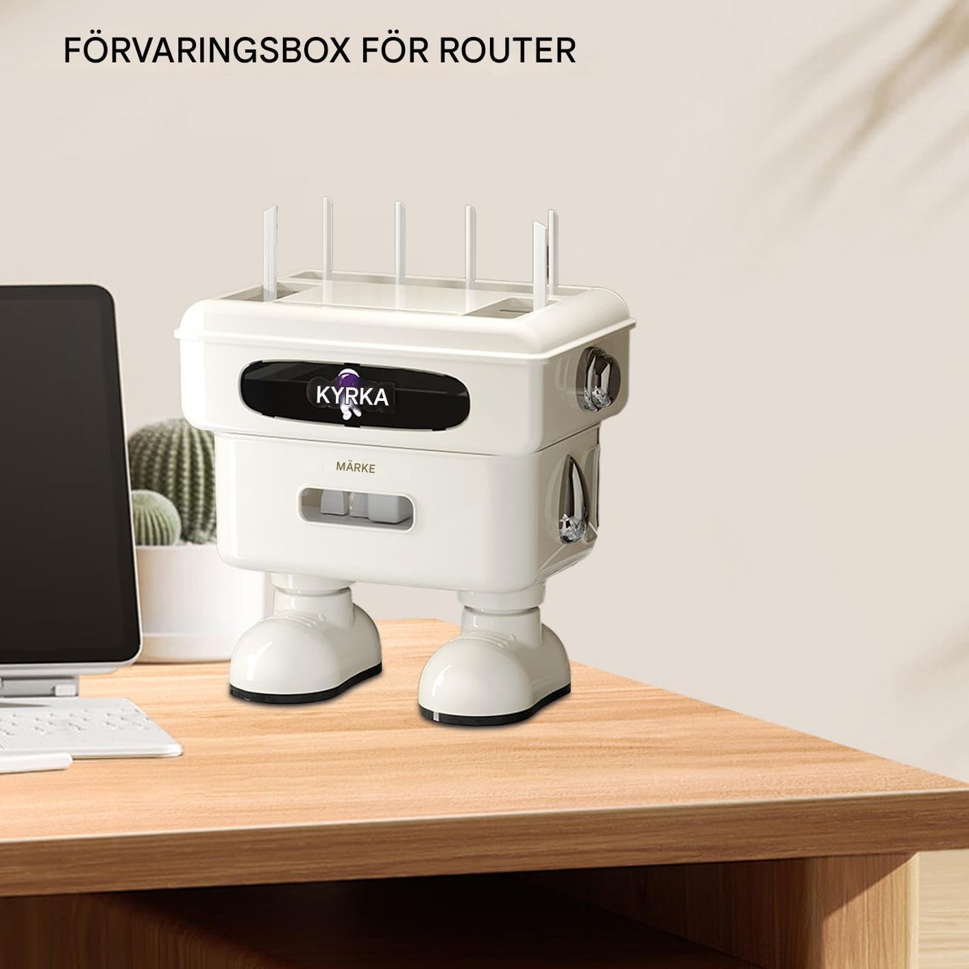 Scatola Di Archiviazione Per Router Wi-Fi Supporto Robot Per Scrivania | Ripiano Per Router Per Casa Soggiorno Camera Da Studio Supporto TV Posto Di Lavoro Centro Intrattenimento Console