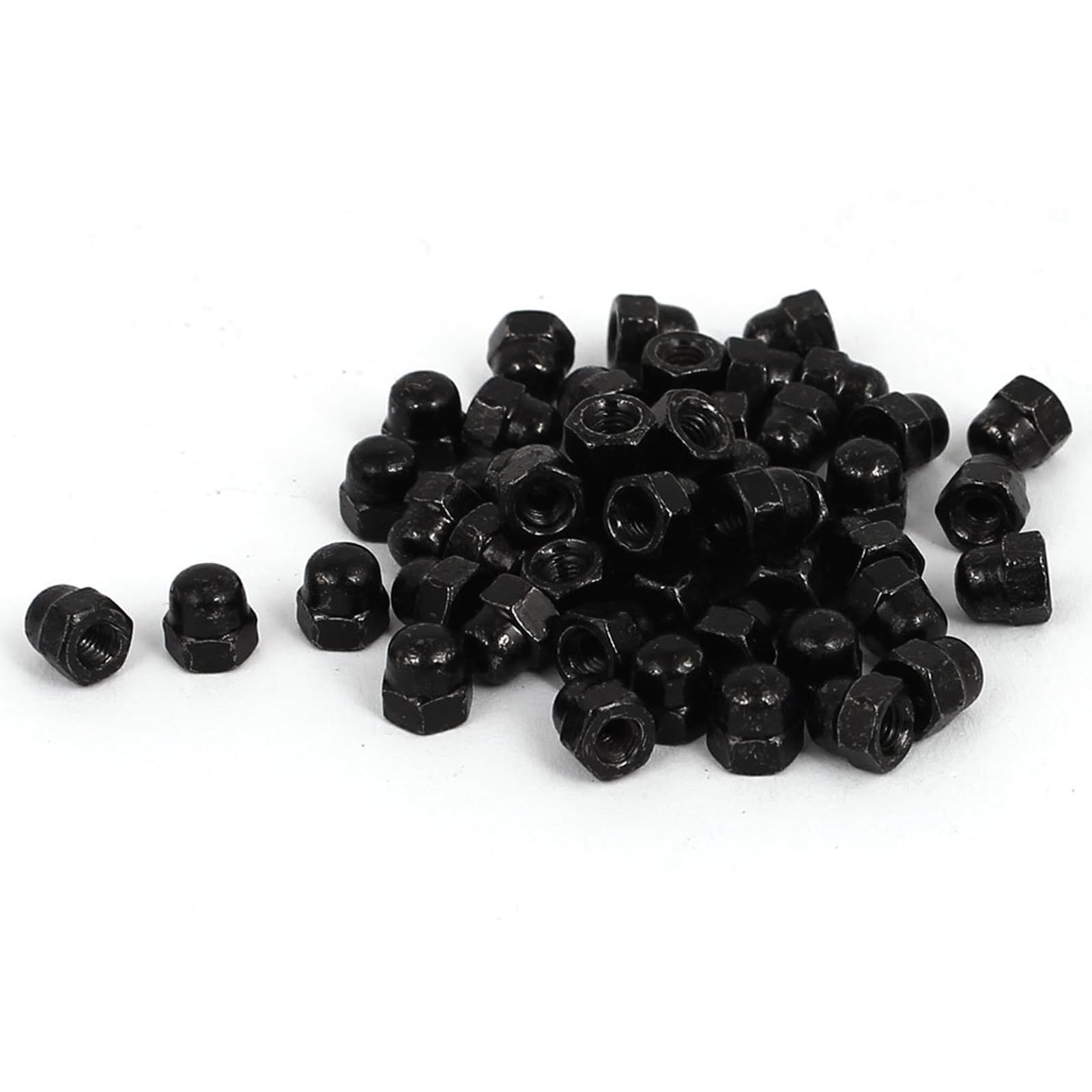 Unifizz Hex Cap Nuts,50Pcs M3 Dome Nuts Carbide Steel Hexagon Decorative Cap Nut for Screws Bolts Black