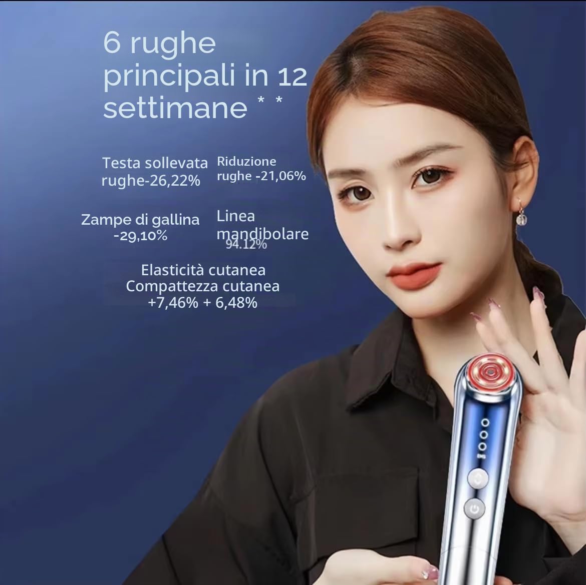 Dispositivo a Radiofrequenza Professionale Massaggiatore Viso Multifunzionale Antirughe di Bellezza EMS Lifting Anti-Età Anti-Acne, Massaggiatore Facciale Elettrico Pulizia Profonda