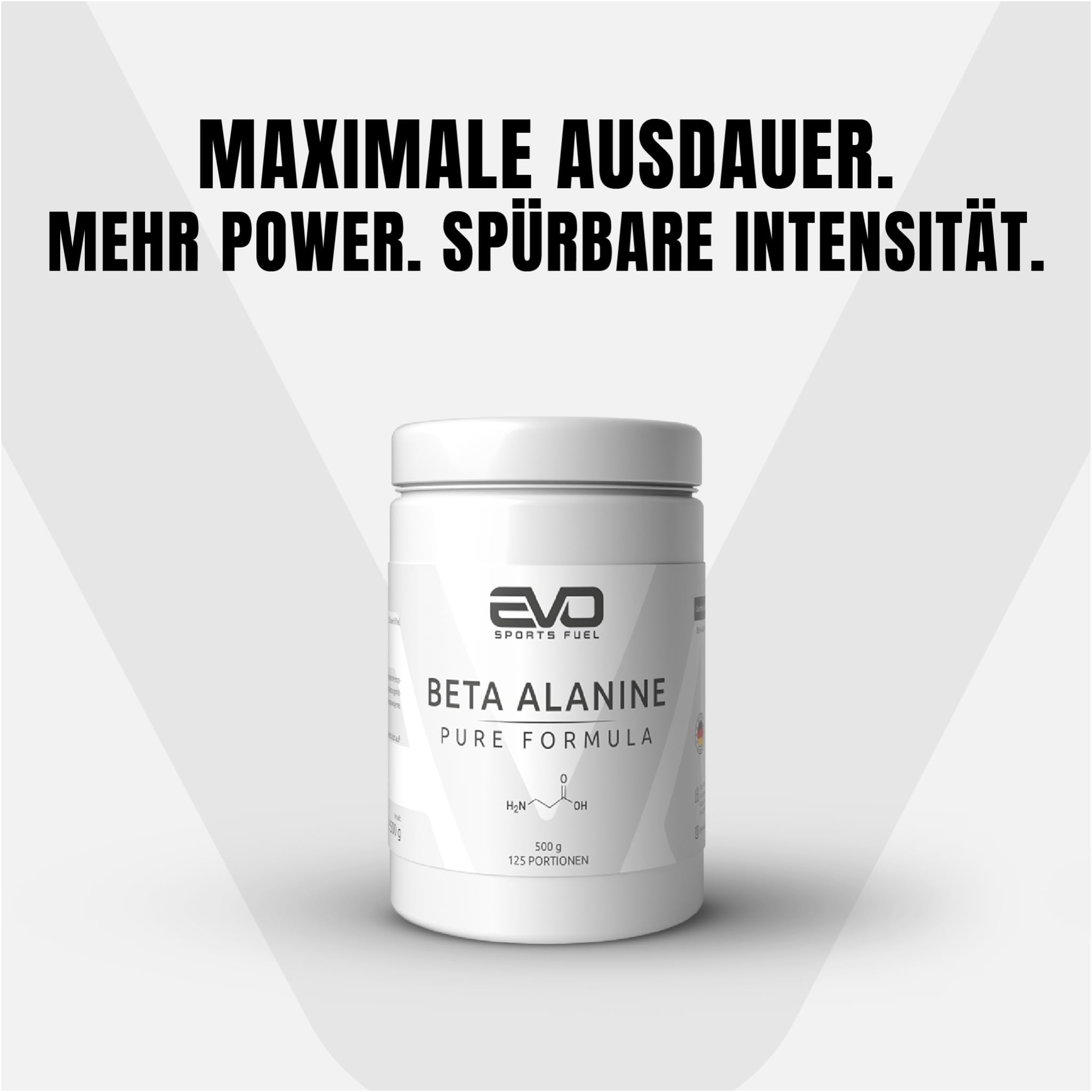 EVO SPORTS FUEL Beta Alanin Pulver 500g | Reines und Veganes Aminosäure Beta-alanin | Unterstützt Muskelausdauer und intensive Workouts | Made in Germany