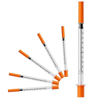 U-100 1mL/cc Lab Syringes with 30G 1/46mm Needle Disposable Individually Wrapped, Pack of 25