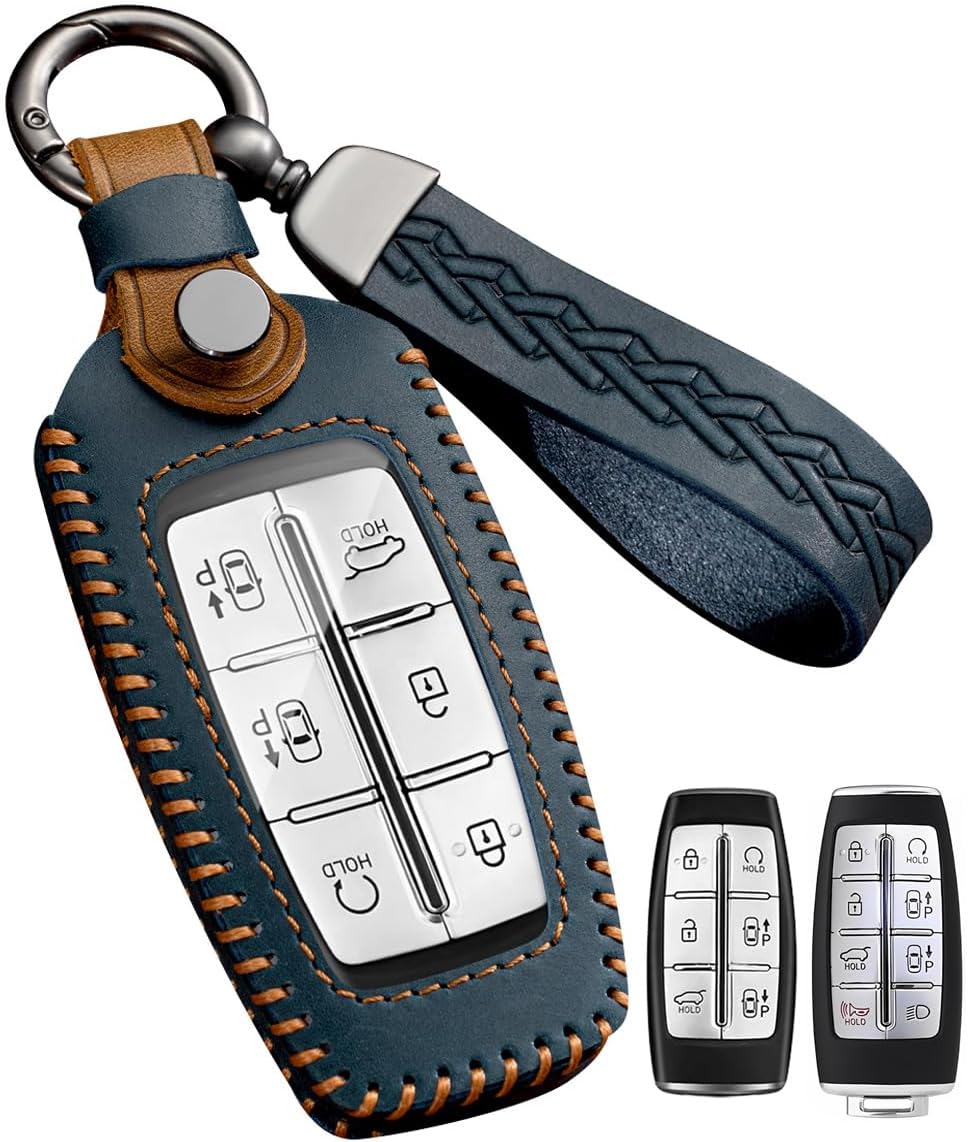 YINEOR for Genesis Key Fob Cover Leather Car Key Case