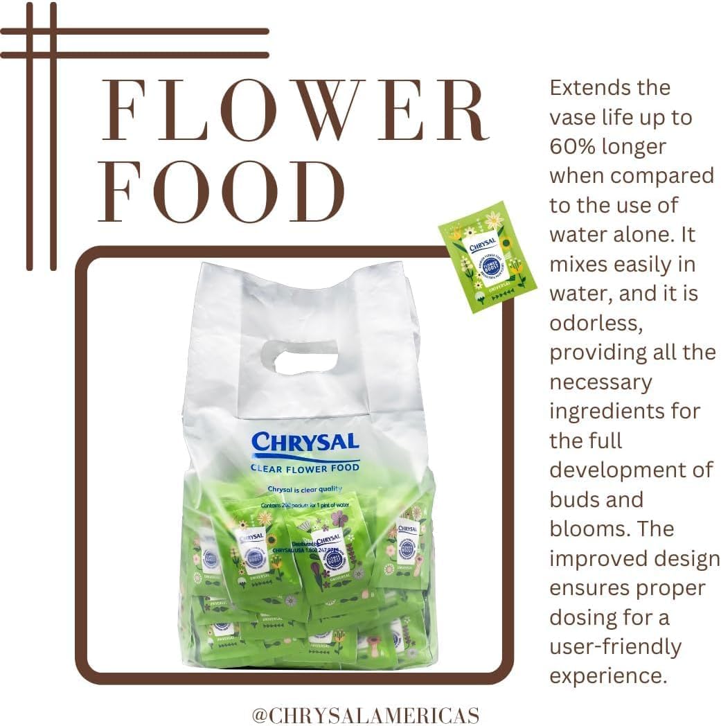 Chrysal Flower Boost – Clear Flower Food Packets for Flower Arrangements & Bouquets – Floral Supplies for Fresh Flowers – Fresh Flower Arrangements Supplies (5g - 600 Ct)